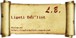 Ligeti Bálint névjegykártya