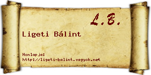 Ligeti Bálint névjegykártya